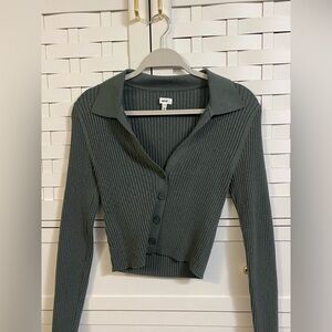Aerie Ribbed Gotta Jet! Button-Up Cardigan Sweater